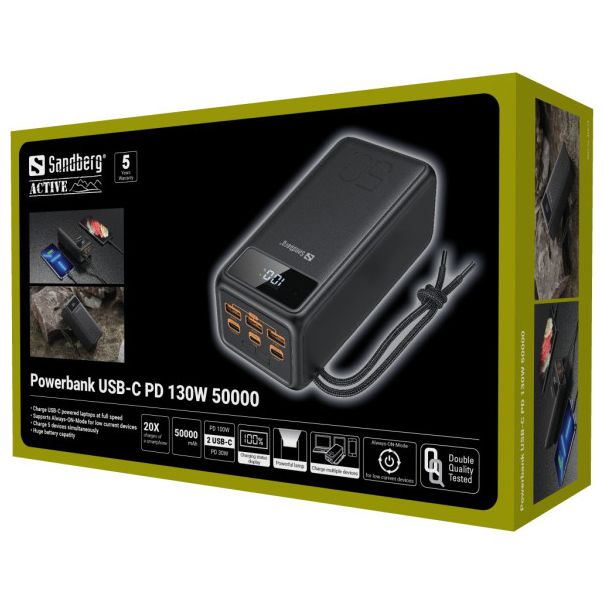 SANDBERG Powerbank 420-75 USB-C, 130W PD, 50000 mAh - 29099