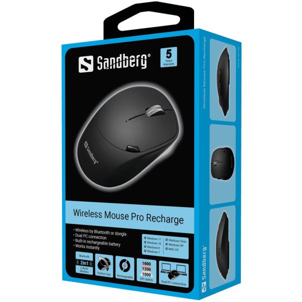 SANDBERG Miš Wireless Pro Recharge 631-02 - 28807