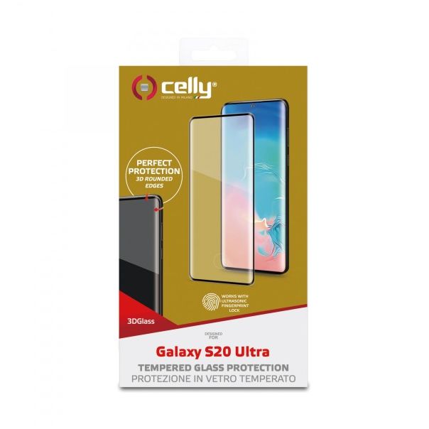 CELLY Zaštitno staklo 3D za Samsung S20 ULTRA - 3DGLASS991BK