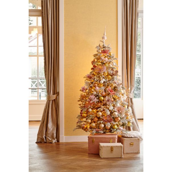 DEKOR DOM Novogodišnji ukras za jelku 27cm Flower on clip 220620, roze - 043339