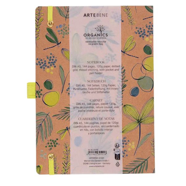 Artebene notes A5 72L tačkice Lišće - 73087