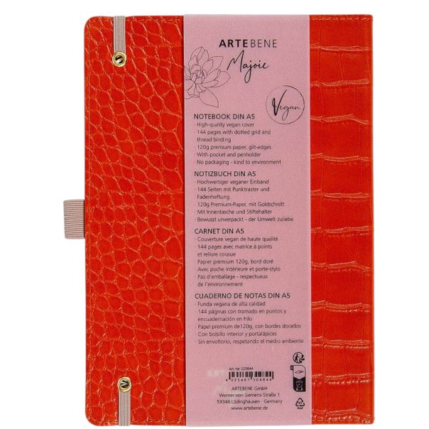 Artebene notes A5 72L tačkice narandžasta - 73091