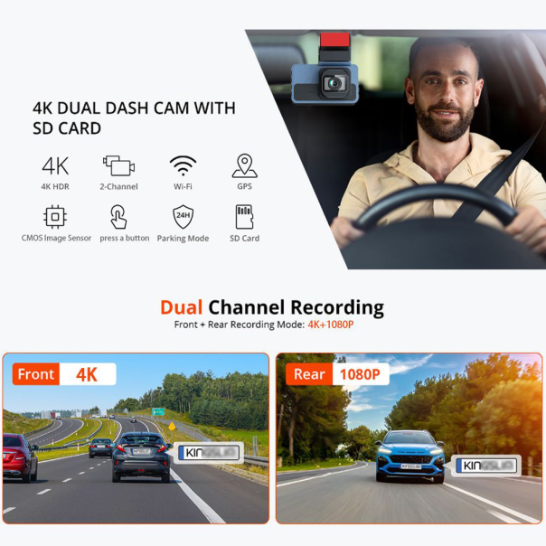 Kamera za Auto DashCam Pro JWD 4K crna - EP2848798