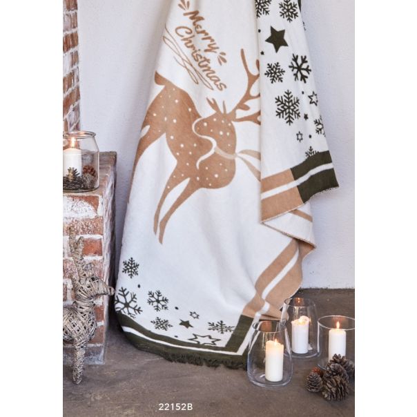 DEKOR DOM Ćebe COTTON Christmas 150x200 - 22152-B - Raindeer Gold - EP2880015