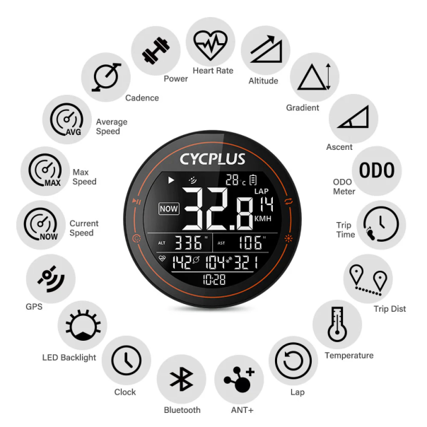 CYCPLUS M2 GPS kompjuter za biciklu crni - EP2844751