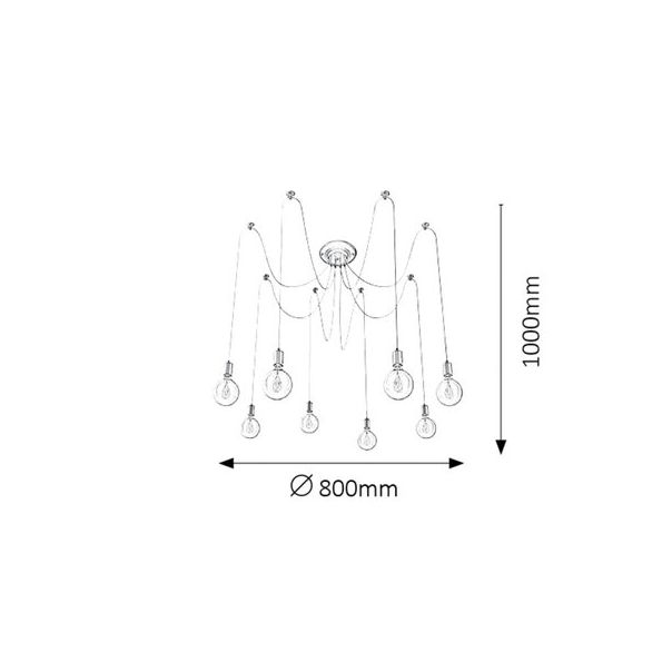Rabalux Visilica Caspar E27 10x MAX 60W mat crno (2224) - 2224-1