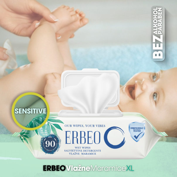 ERBEO Vlažne maramice Sensitive XL, 90 komada, 20 Pakovanja - M20-EBWPST902406