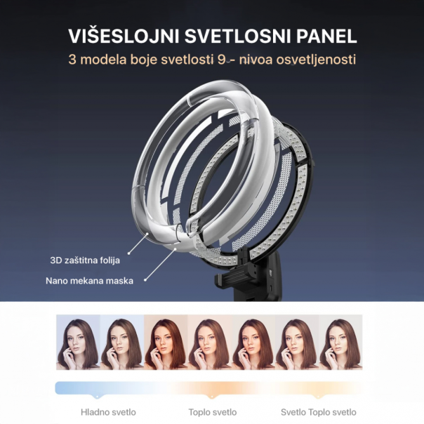 LED ring lampa multifinkcionalna sa postoljem crna - EP2850769