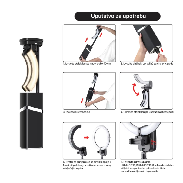 LED ring lampa multifinkcionalna sa postoljem crna - EP2850769