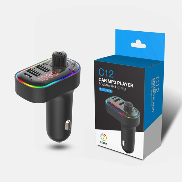 FM transmiter C12 USB PD Bluetooth 5.0 12-24V handsfree crni - EP2877018