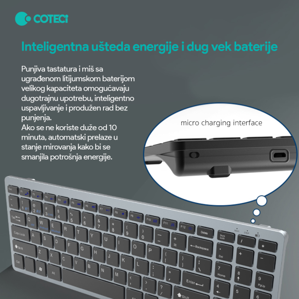 Tastatura Coteci 84007 siva - 224456