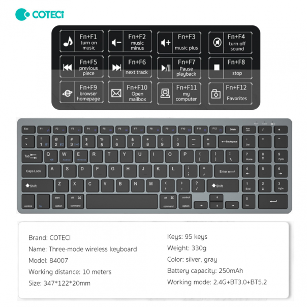 Tastatura Coteci 84007 siva - 224456