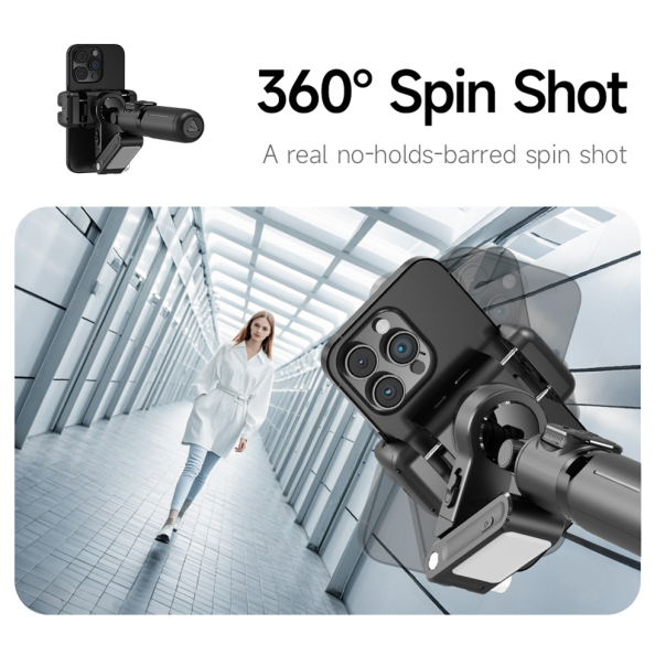 Tripod stabilizator Q19 smart AI sa selfie stickom i LED svetlom crni - EP2851133