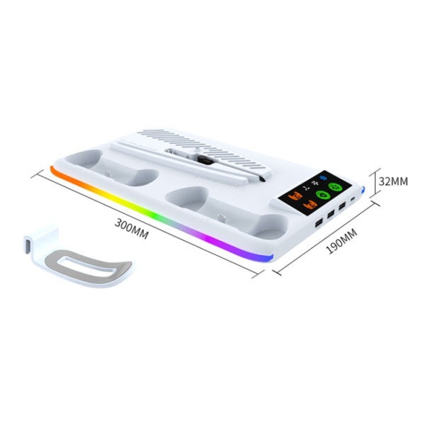 HA8008  EL RGB multifunkcionalni punjač i cooler za PS5 konzolu crni - 224731