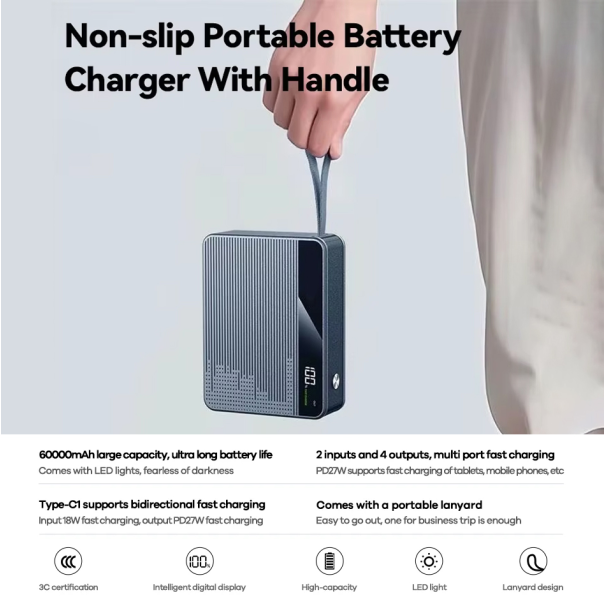 Power bank prenosiva baterija REMAX FP-5 PD27 60000mAh siva - 224807