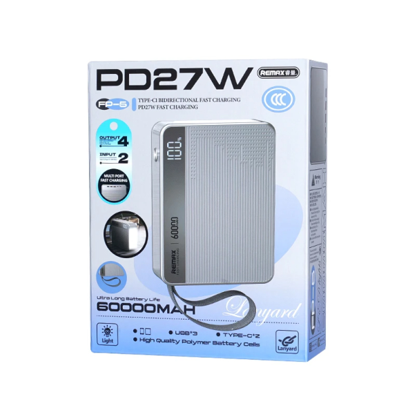 Power bank prenosiva baterija REMAX FP-5 PD27 60000mAh siva - 224807