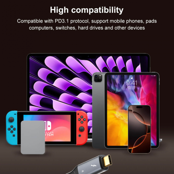 Data kabl LDNIO TC11c, USB 4.0, PD3.1, 240W, 40Gbps, 8K 60Hz PD na Type C crni 1m - 224824