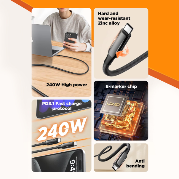 Data kabl LDNIO LC922c -240W Type C na Type C crni 1m - 224825