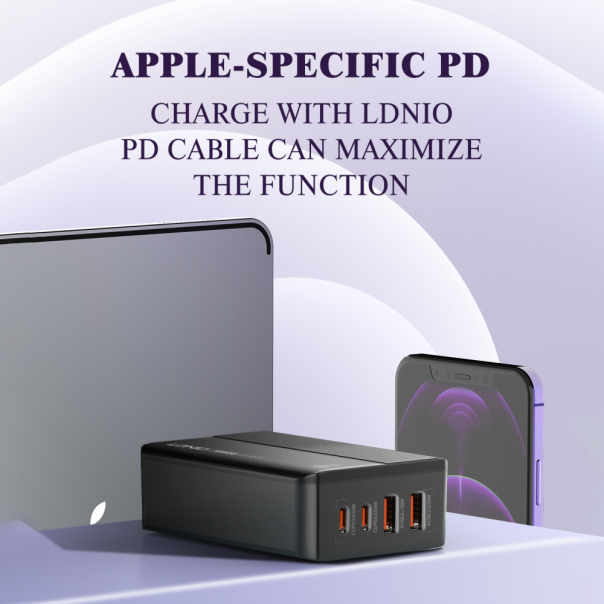 Kućni punjač LDNIO A4808Q, QC4+, PD3.0, LED 70W crni - 224827