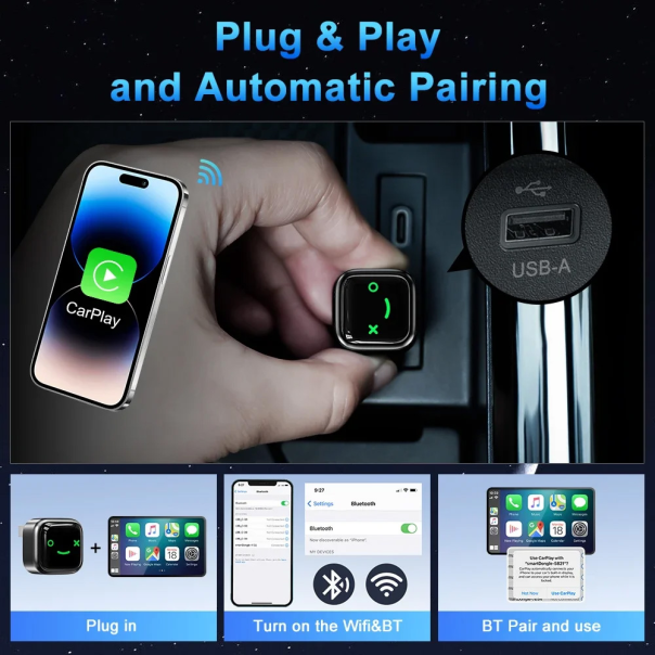 Carplay Wireless Adapter za auto M12 JWD LED - 224841-1