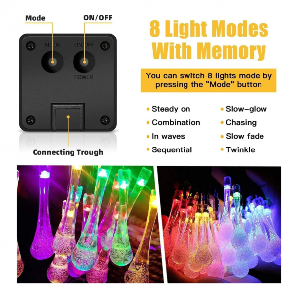 Dekoracija sijalice kapljice u boji solarne 5m - EP2851202