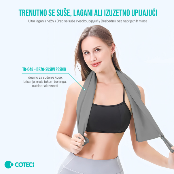 Peskir Coteci Quick Dry 40x80cm sivi - EP2839027
