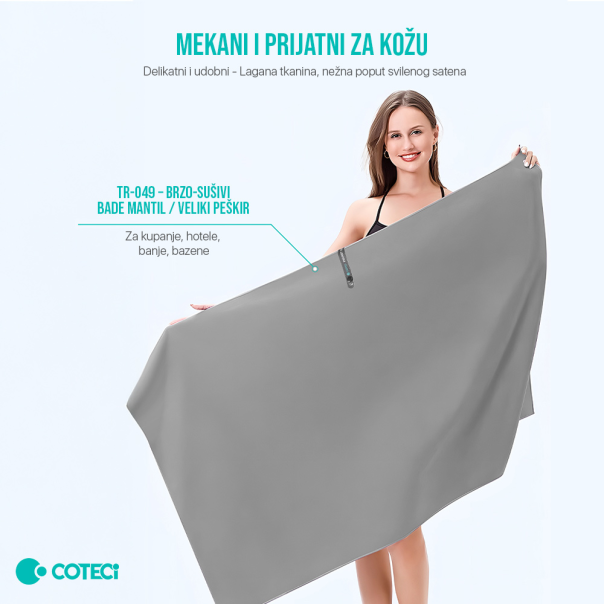 Peskir Coteci Quick Dry 60x120 sivi - EP2846332