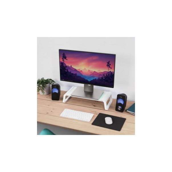 TRUST Stakleno postolje za monitor Monta, bela - 225087