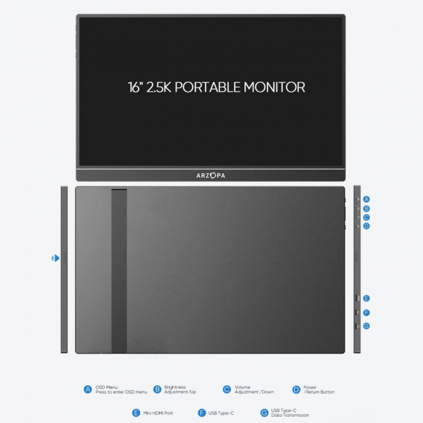 Eksterni prenosni monitor Arzopa Z1RC 16 inch Black 2.5K sRGB100 - EP2843616