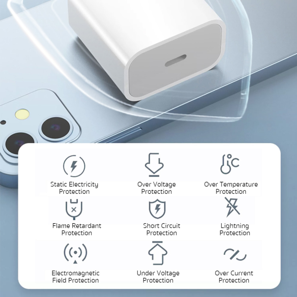 Kućni punjač Coteci 32120 20W sa PD na Type C kablom beli - 225278