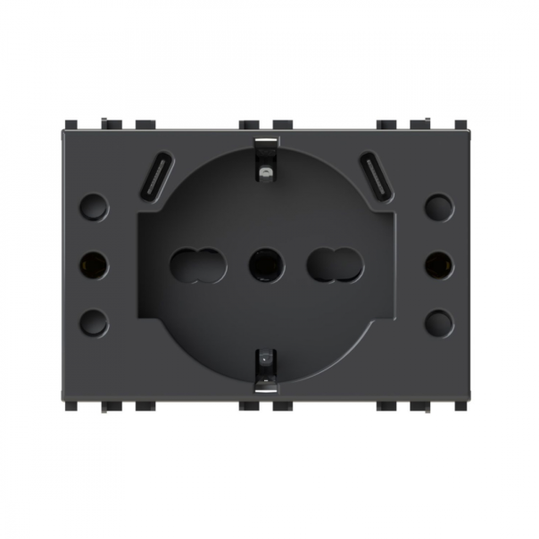 Utičnica USB P503 (1 suko+2 bipasso+2 USB C) Vimar Arke crna 4BUSBP503.V19 - EP2846766