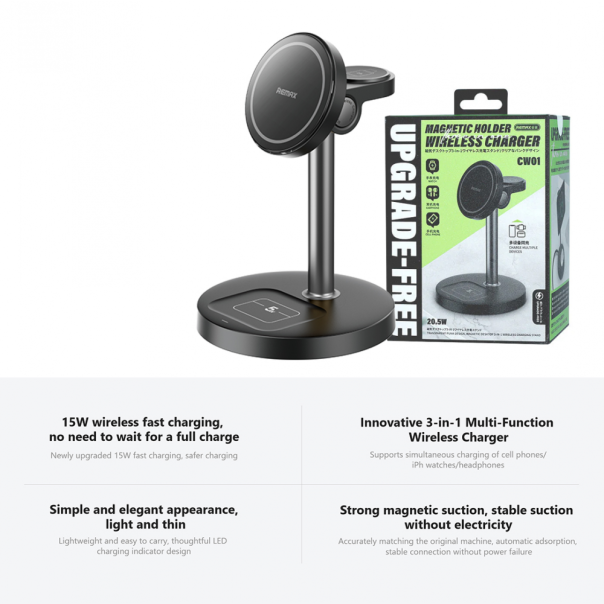 Wireless stalak REMAX CW01 3u1 20.5W crni - EP2877027