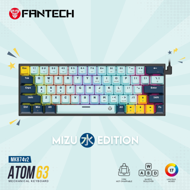 Tastatura mehanička Gaming Fantech MK874V2 RGB Atom 63 Mizu SkyBlue (taro switch) - EP2870902