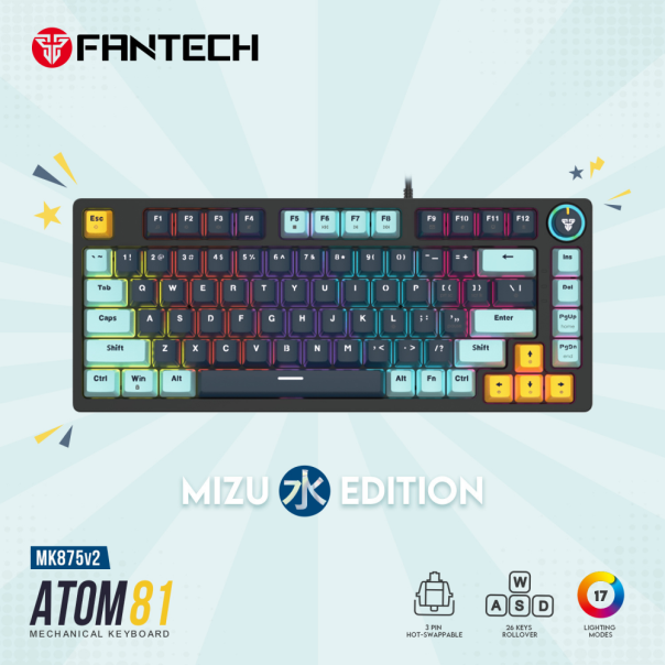 Tastatura mehanička Gaming Fantech MK875V2 RGB Atom 81 Mizu Navy (Rosie switch) - EP2856240
