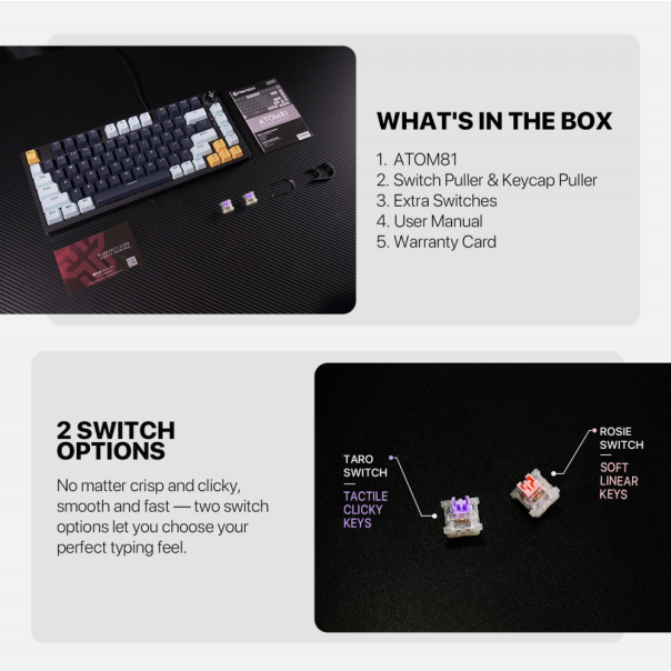 Tastatura mehanička Gaming Fantech MK875V2 RGB Atom 81 Mizu Navy (Rosie switch) - EP2856240