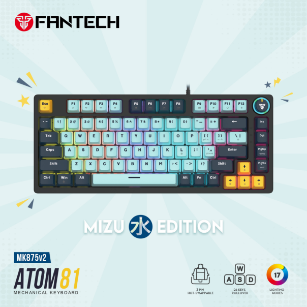 Tastatura mehanička Gaming Fantech MK875V2 RGB Atom 81 Mizu SkyBlue (Rosie switch) - EP2856243