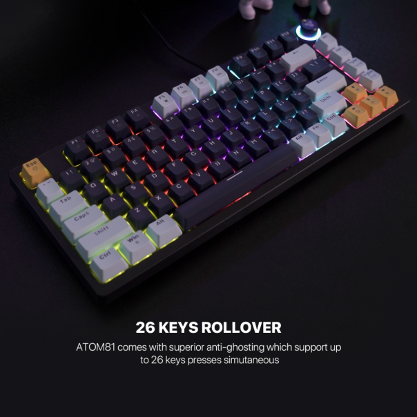 Tastatura mehanička Gaming Fantech MK875V2 RGB Atom 81 Mizu SkyBlue (Rosie switch) - EP2856243