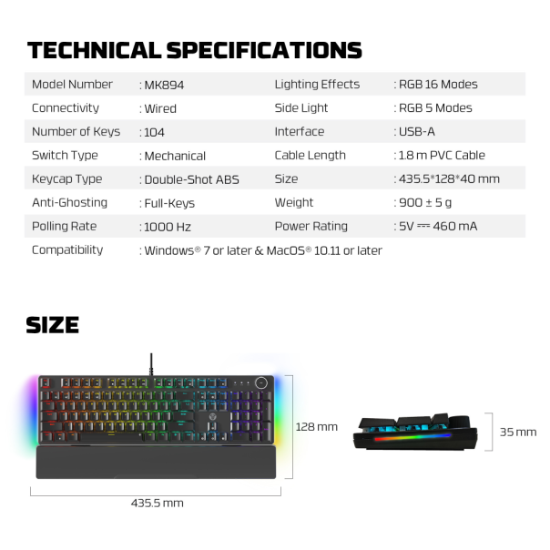 Tastatura mehanička Gaming Fantech MK894 RGB Maxpower II sakura (yellow zest switch) - EP2870929