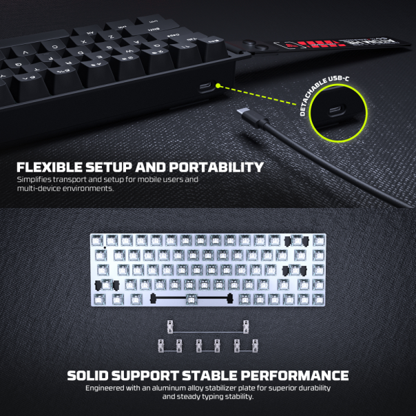 Tastatura Wired Magnetic Gaming Fantech MK811 RGB Atom HE68 crna (emerald switch) - EP2870935