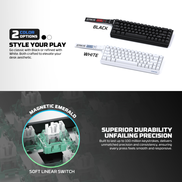 Tastatura Wired Magnetic Gaming Fantech MK811 RGB Atom HE68 bela (emerald switch) - EP2870932