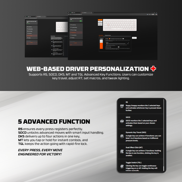 Tastatura Wired Magnetic Gaming Fantech MK922 Atom HE68 Pro Topo bela (emerald switch) - EP2870944