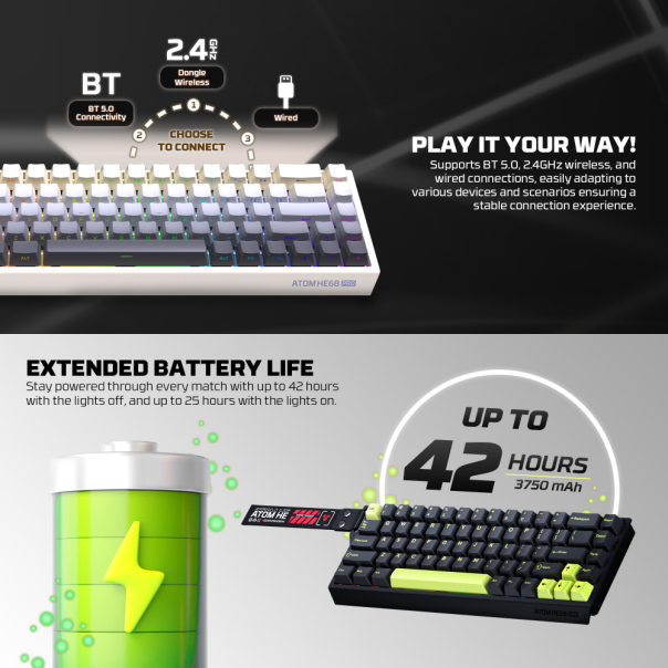 Tastatura Wired Magnetic Gaming Fantech MK922 Atom HE68 Pro Retro bez (emerald switch) - EP2870941