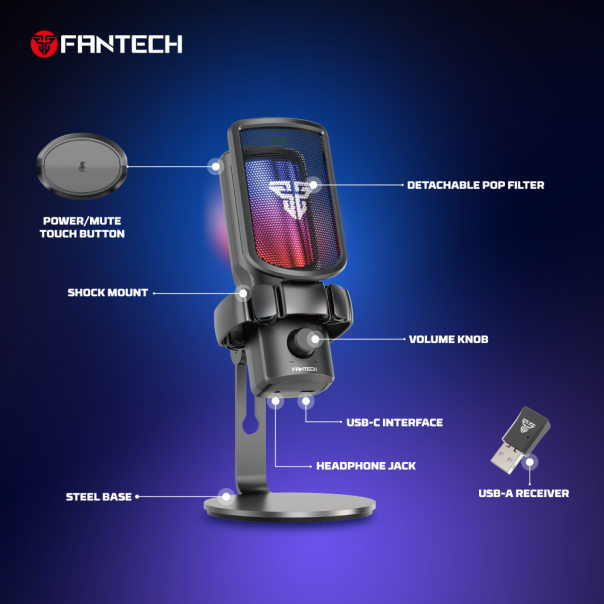 Mikrofon Wireless Fantech WMCX01 Leviosa Wave beli - EP2870878