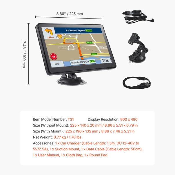 GPS Navigacija T31 JWD 9 inca 16GB crna - EP2840248