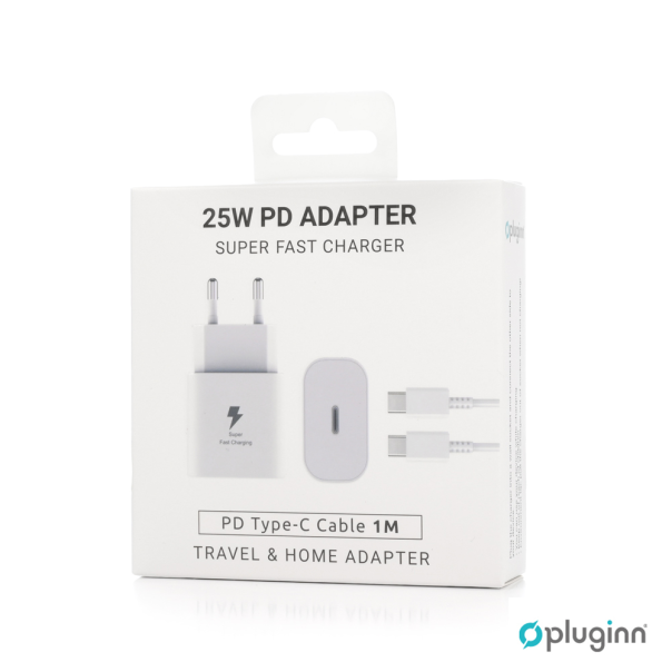 Kućni Punjač Pluginn AJ-25 KP-614C PD Fast 25W za Samsung sa PD Type C kablom CE beli - EP2870965