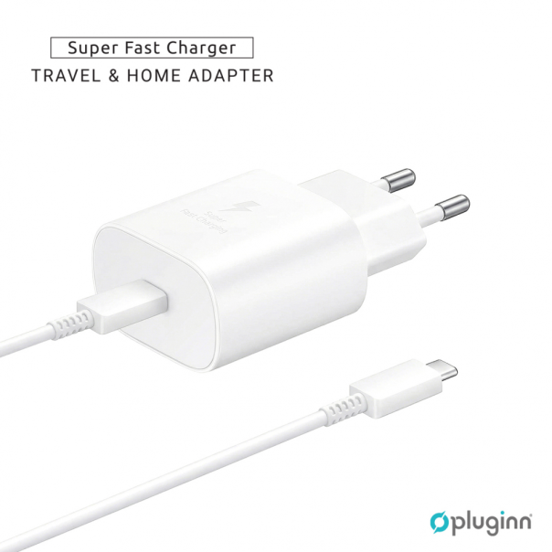 Kućni Punjač Pluginn AJ-25 KP-614C PD Fast 25W za Samsung sa PD Type C kablom CE beli - EP2870965