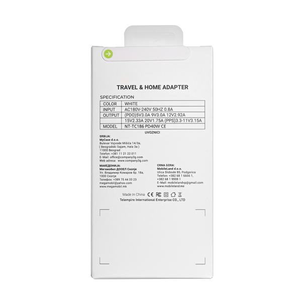 Kućni punjač PD Fast charger 40W za iPhone 17 sa PD Type C kablom CE beli - EP2841367