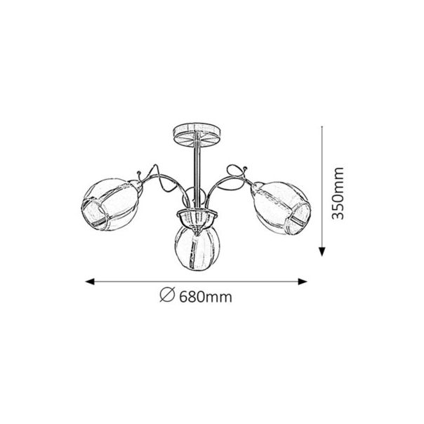 Rabalux Plafonjera Joel E27 3x MAX 60W bronzana (2270) - 2270-1-1