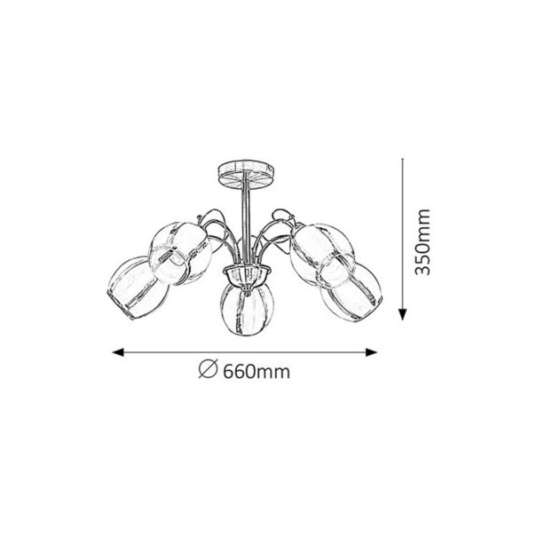 Rabalux Plafonjera Joel E27 5x MAX 60W bronzana (2271) - 2271-1-1