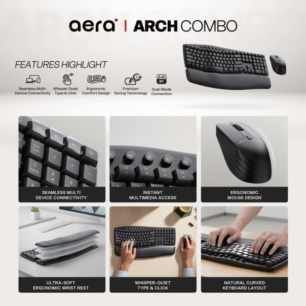 Combo miš tastatura wireless Fantech WKM71 area ARCH COMBO crni - EP3041755